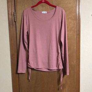 Pink Long Sleeved Top with Drawstrings